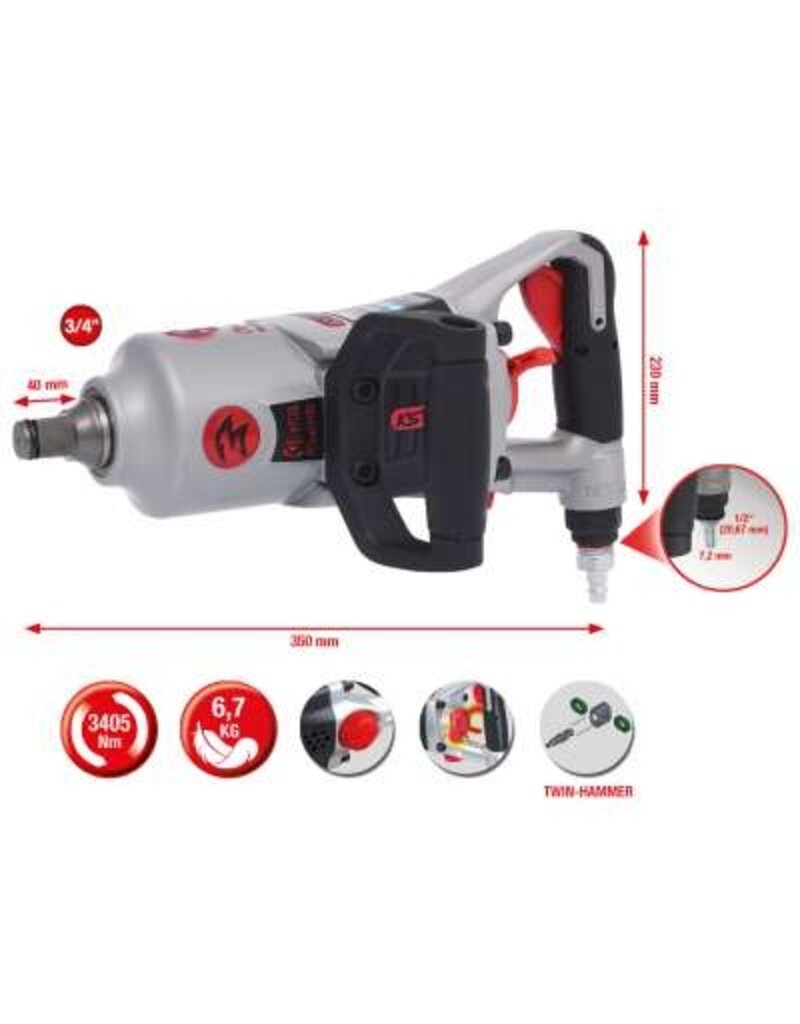 KS TOOLS 3/4" superMONSTER krachtige pneumatische slagmoersleutel, 3405 Nm - 515.3250