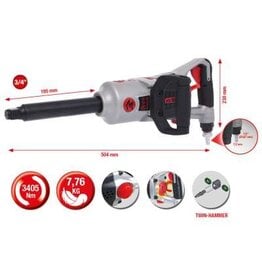 KS TOOLS 3/4" superMONSTER krachtige pneumatische slagmoersleutel, 3405 Nm, 504 mm  - 515.3260