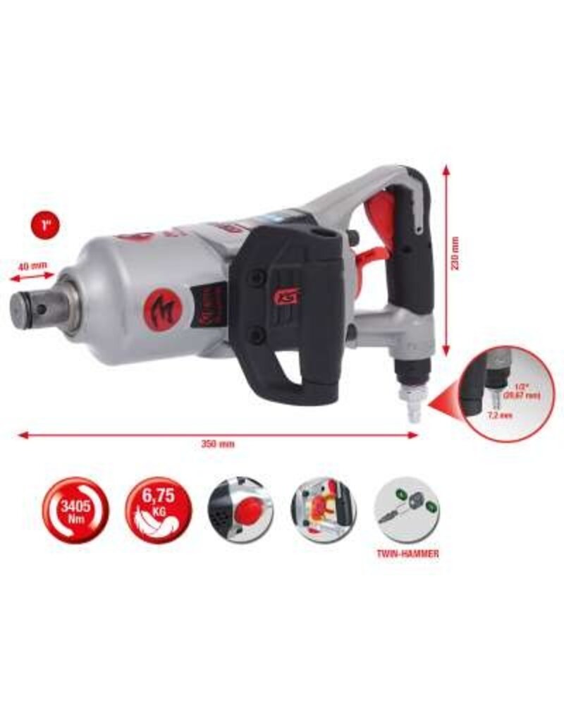 KS TOOLS 1" superMONSTER krachtige pneumatische slagmoersleutel, 3405 Nm - 515.3270