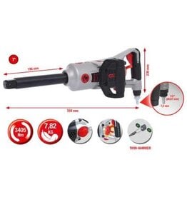 KS TOOLS 1" superMONSTER krachtige pneumatische slagmoersleutel, 3405 Nm, 504 mm - 515.3280