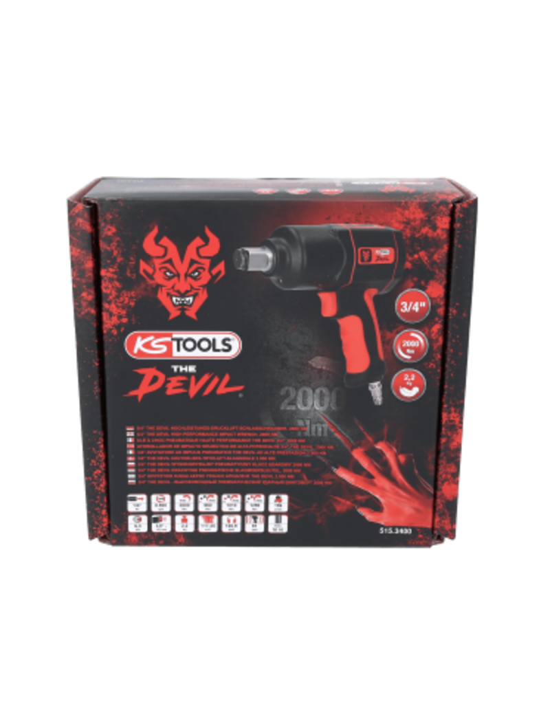 KS TOOLS 3/4" THE DEVIL krachtige pneumatische slagmoersleutel, 2000 Nm - 515.3400