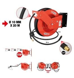 KS TOOLS Oprolautomaat voor luchtslang Ø 10 mm, 3/8" aansluiting, 20 m - 515.3425