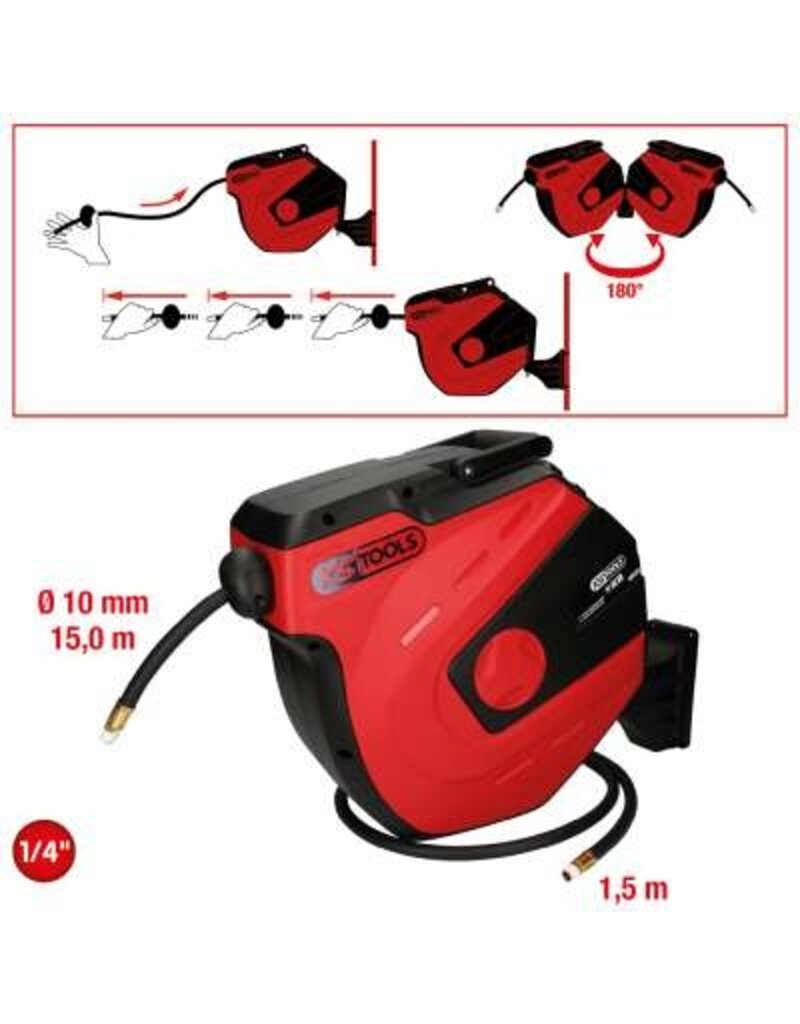 KS TOOLS Oprolautomaat voor luchtslang, Ø 10mm x 15m - 515.3440