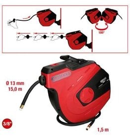 KS TOOLS Oprolautomaat voor luchtslang, Ø 13mm x 15m - 515.3445