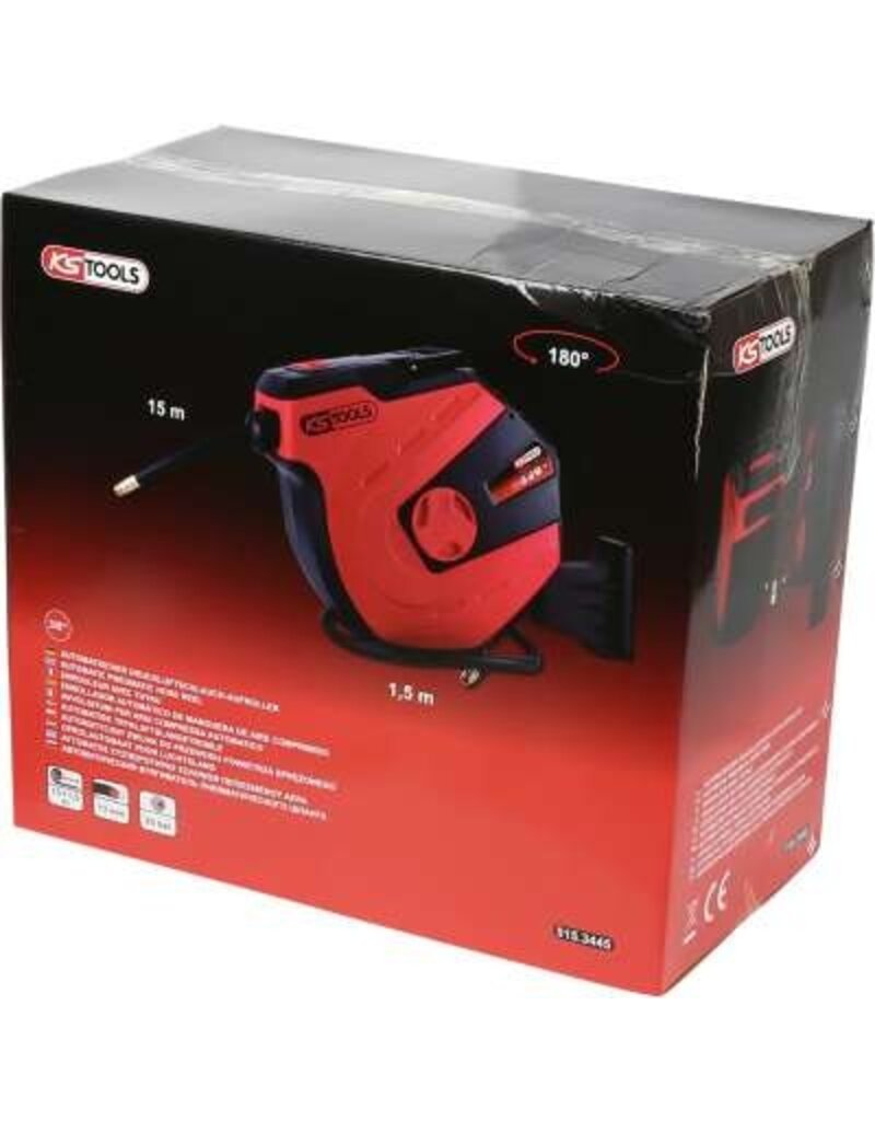 KS TOOLS Oprolautomaat voor luchtslang, Ø 13mm x 15m - 515.3445
