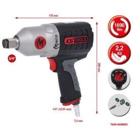 KS TOOLS 3/4" MONSTER krachtige pneumatische slagmoersleutel, 1690 Nm - 515.3785