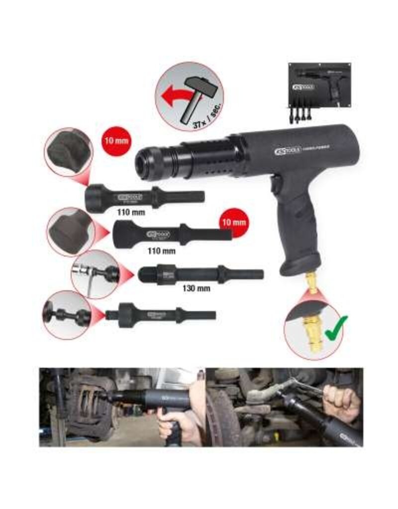 KS TOOLS Vibro-Power Pneumatische beitel/hamerset, 6-dlg + houder - 515.3880