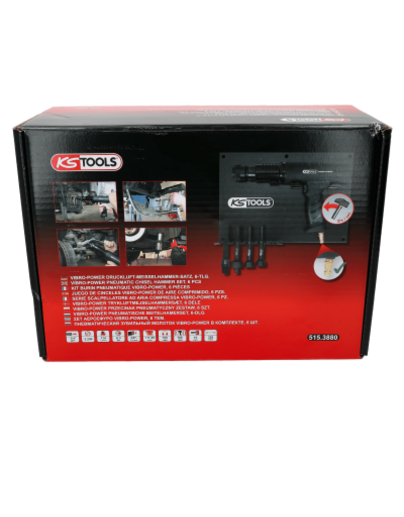 KS TOOLS Vibro-Power Pneumatische beitel/hamerset, 6-dlg + houder - 515.3880
