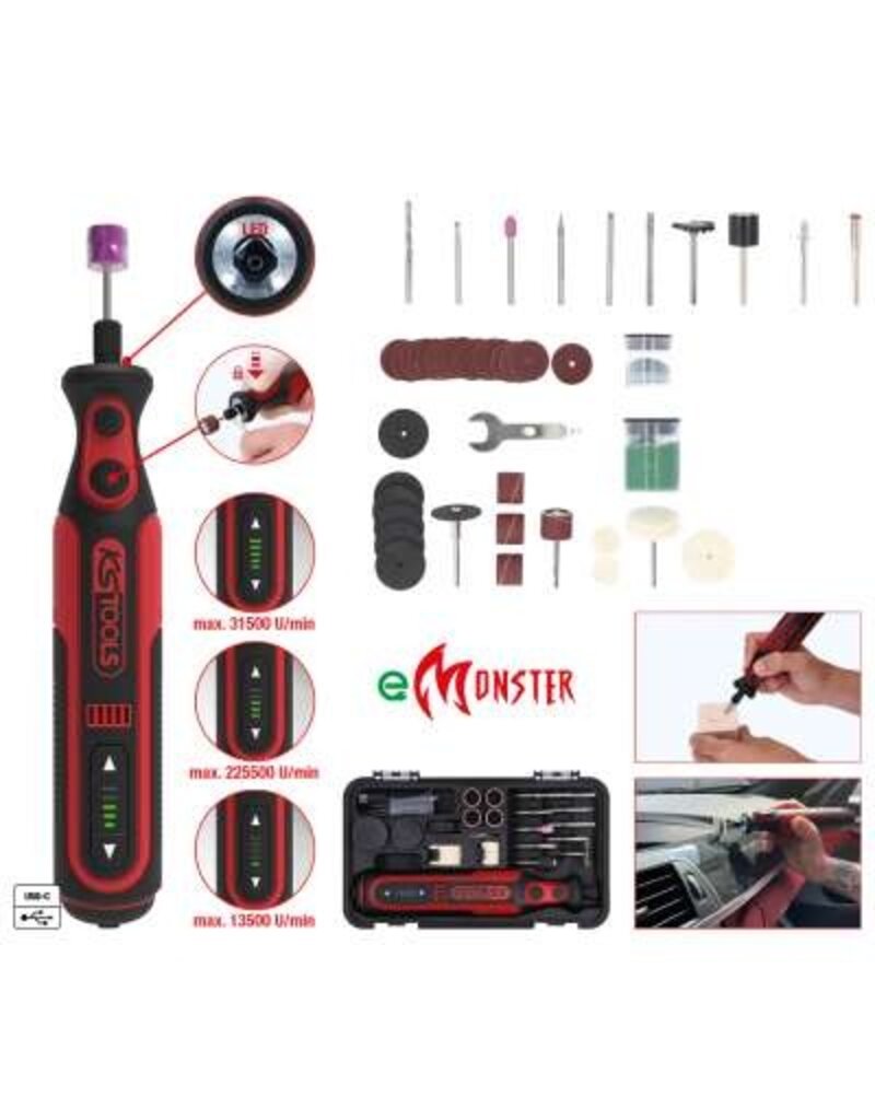 KS TOOLS eMONSTER Accu-multitoolset met 50 accessoires - 515.3990
