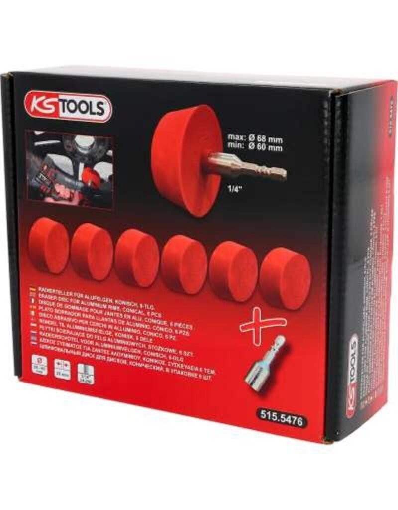 KS TOOLS Radeerschijf voor aluminiumvelgen, conisch, verpakking van 6 stuks - 515.5476