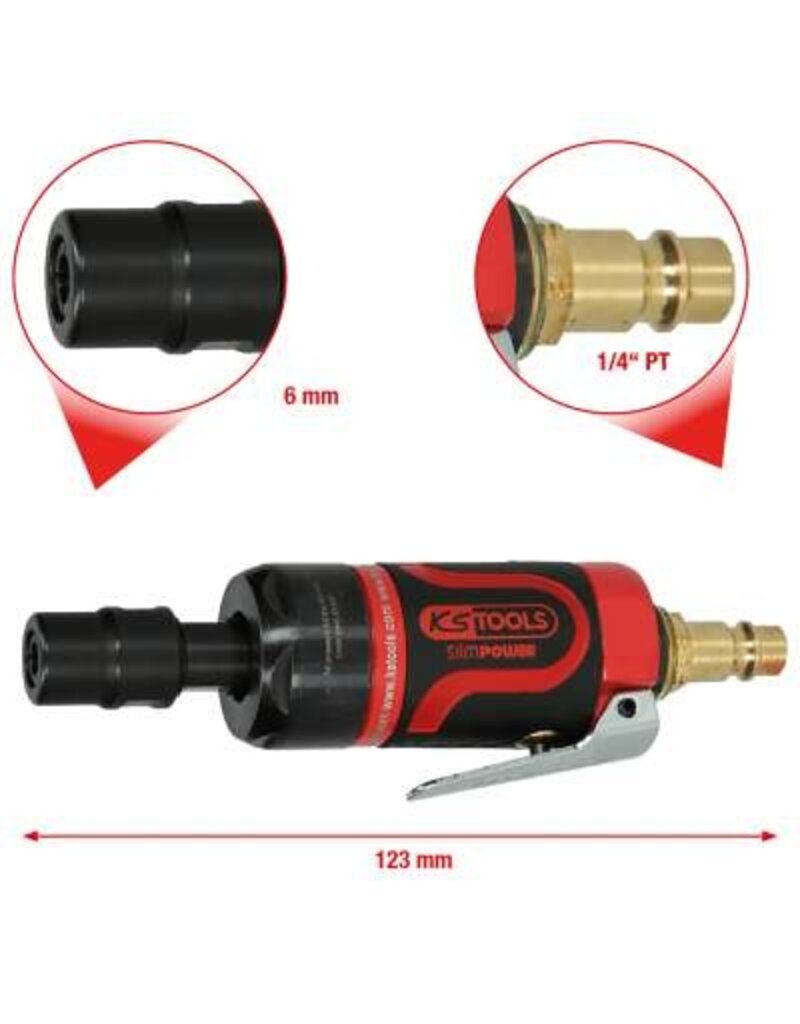 KS TOOLS SlimPOWER mini pneumatische staafslijper, recht - 515.5530