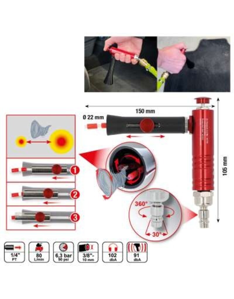 KS TOOLS Perslucht-uitblaaspistool met verstelbare spuitkop - 515.5575