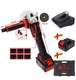 KS TOOLS eMONSTER brushless haakse accuslijpmachineset, 4-dlg - 515.6200