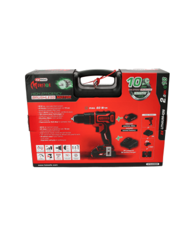 KS TOOLS eMONSTER brushless accuslagschroef-/boormachineset, 4-dlg - 515.6300