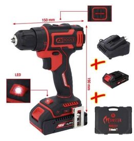 KS TOOLS eMONSTER brushless accuschroef-/boormachineset, 4-dlg - 515.6400