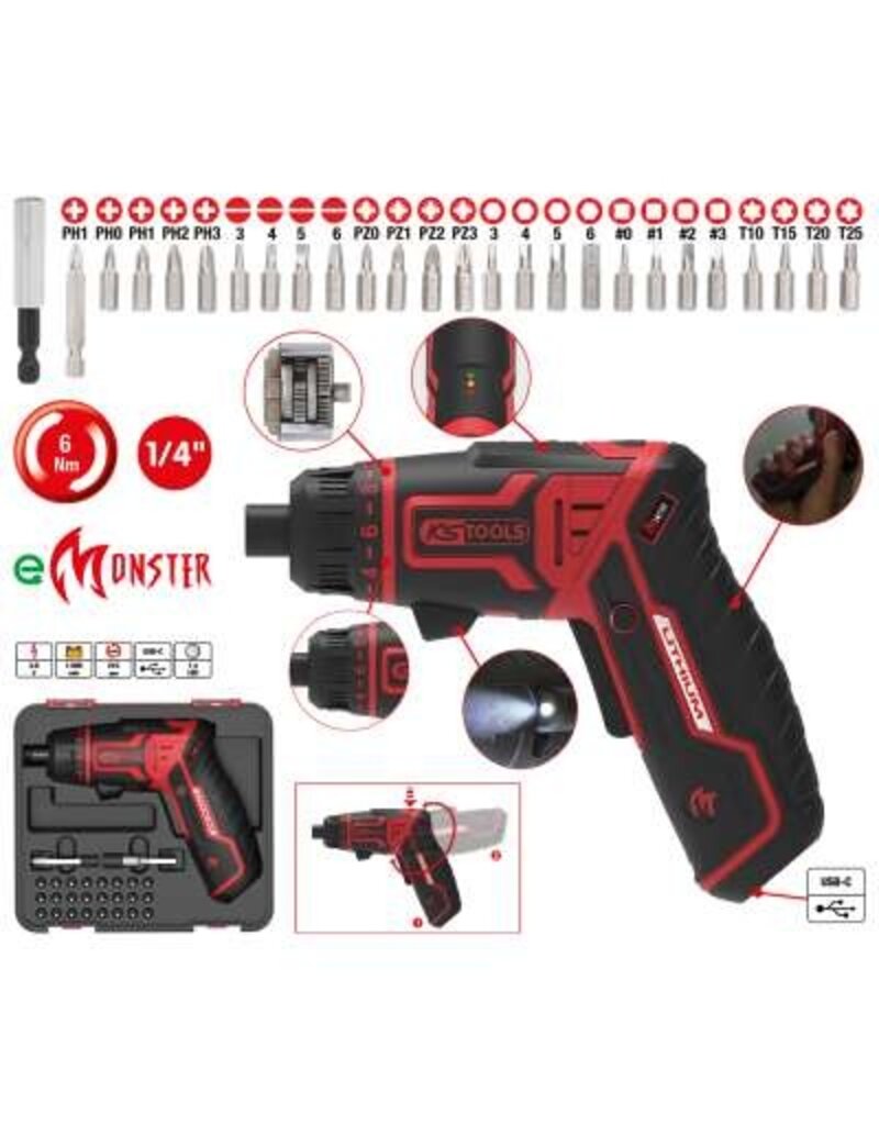 KS TOOLS 1/4" eMONSTER accu-bit-schroefmachineset, 27-dlg - 515.6500