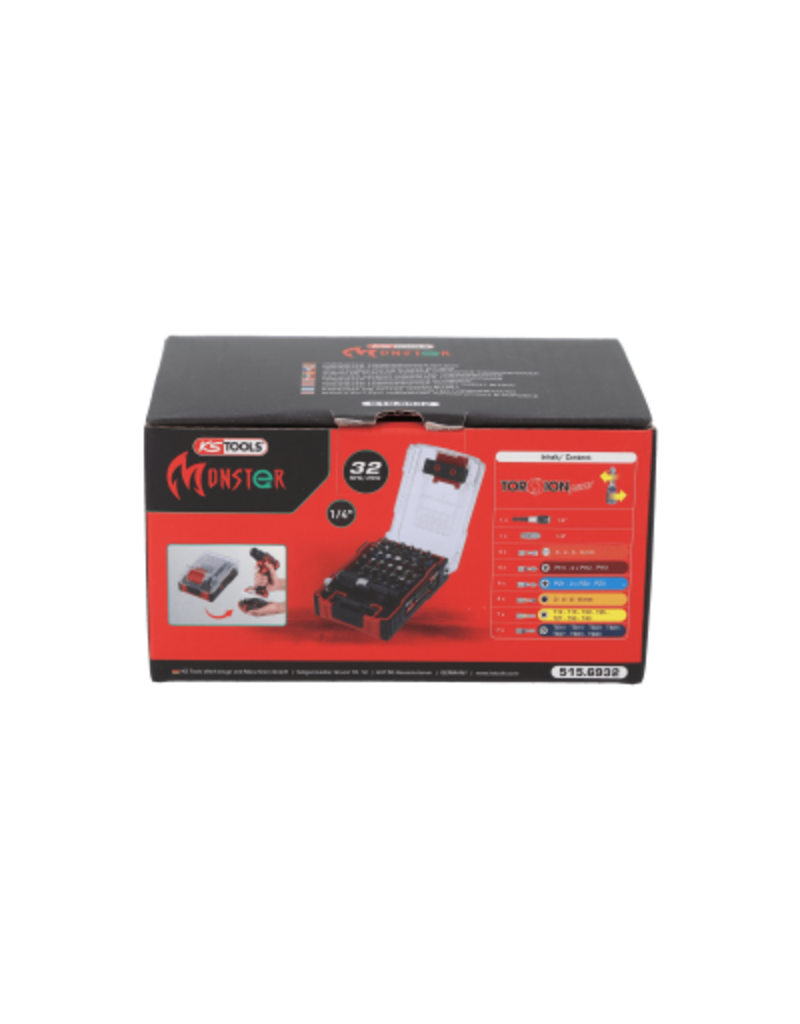 KS TOOLS 1/4" TORSIONpower bit-set in eMONSTER-accu-design, 32-dlg - 515.6932