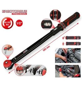 KS TOOLS 1/2" ERGOTORQUE®precision Momentsleutel met draaiknop-omsteek-ratelkop, 60-320Nm - 516.1472