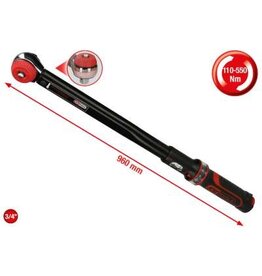 KS TOOLS 3/4" ERGOTORQUE®precision Momentsleutel met draaiknop-omsteek-ratelkop, 110-550Nm - 516.1490