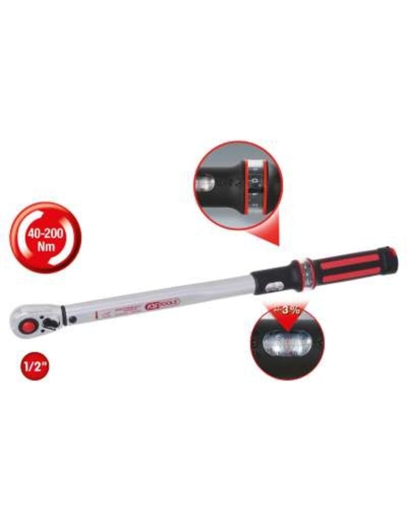 KS TOOLS 1/2" ERGOTORQUE®precision Momentsleutel met omschakelbare ratel, 40-200Nm - 516.6542