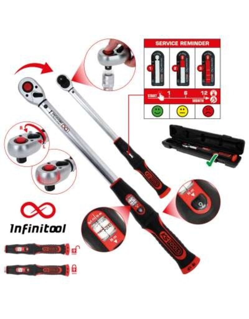 KS TOOLS 3/8" INFINITOOL Momentsleutel met omschakelbare ratelkop, 10-50 Nm - 516.9022