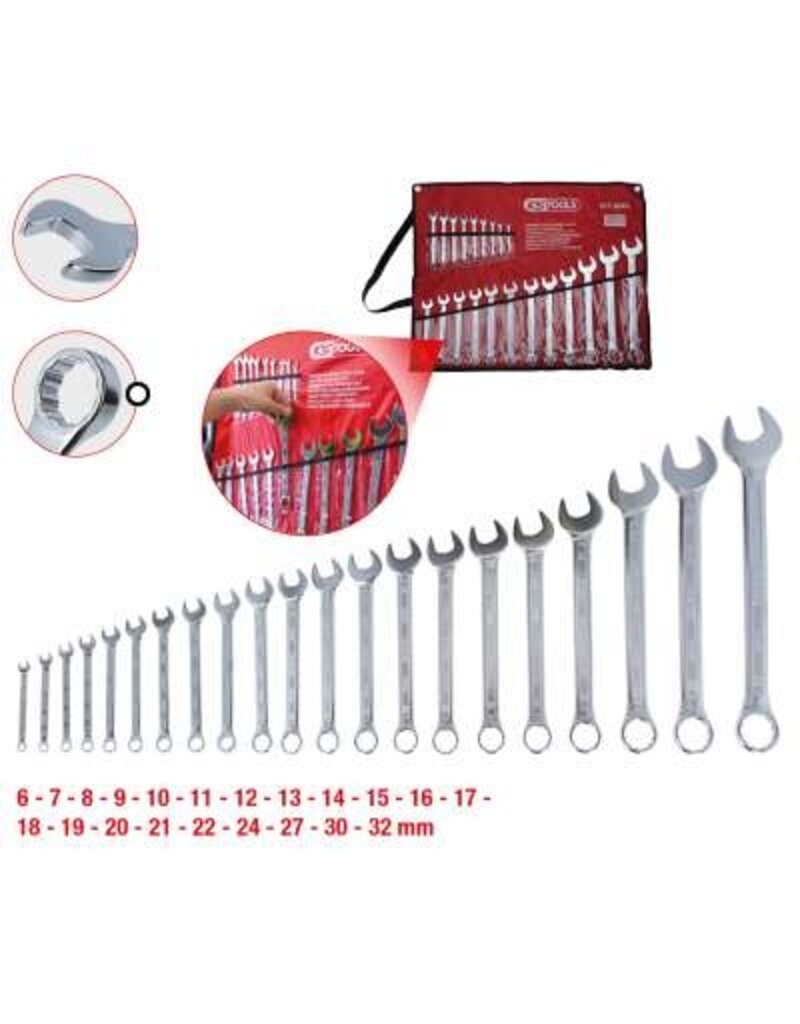 KS TOOLS Ring-steeksleutelset, gebogen, 21-dlg, 6-32mm - 517.0043