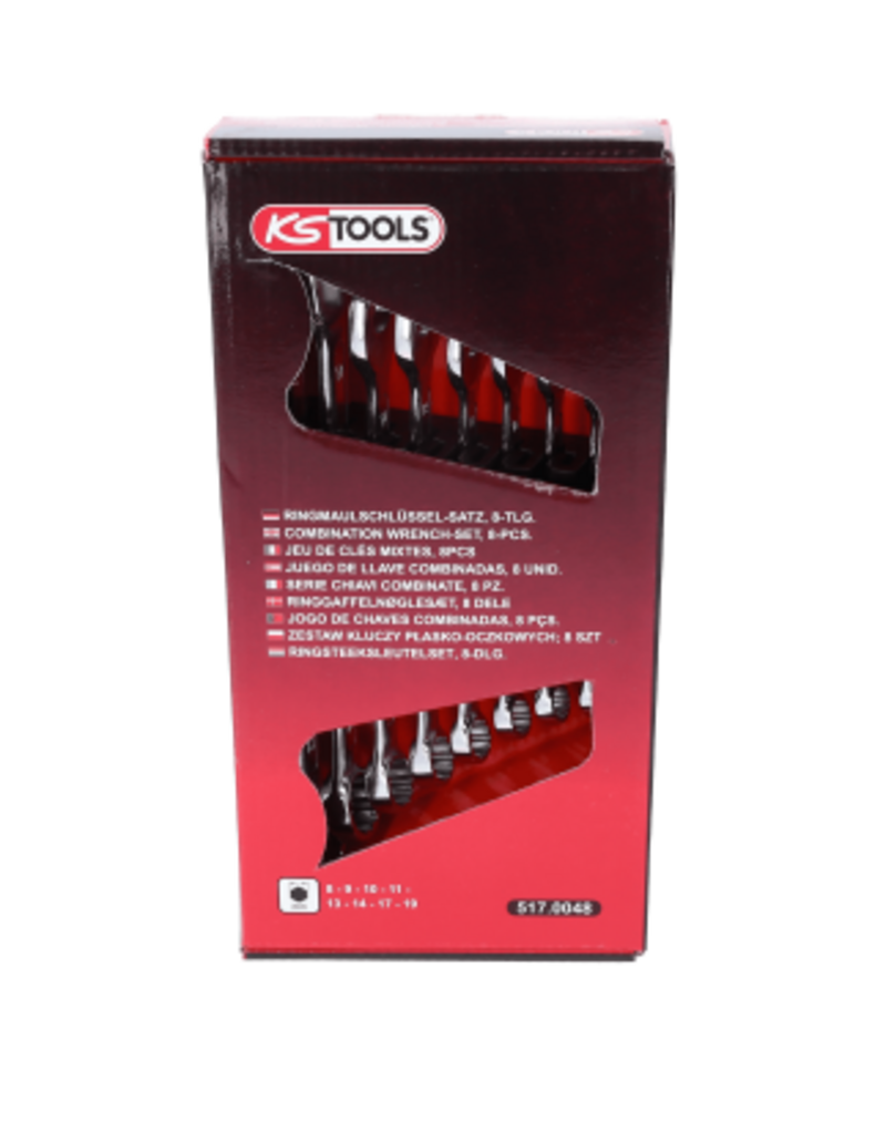 KS TOOLS Ring-steeksleutelset, gebogen, 8-dlg, 8-19mm - 517.0048