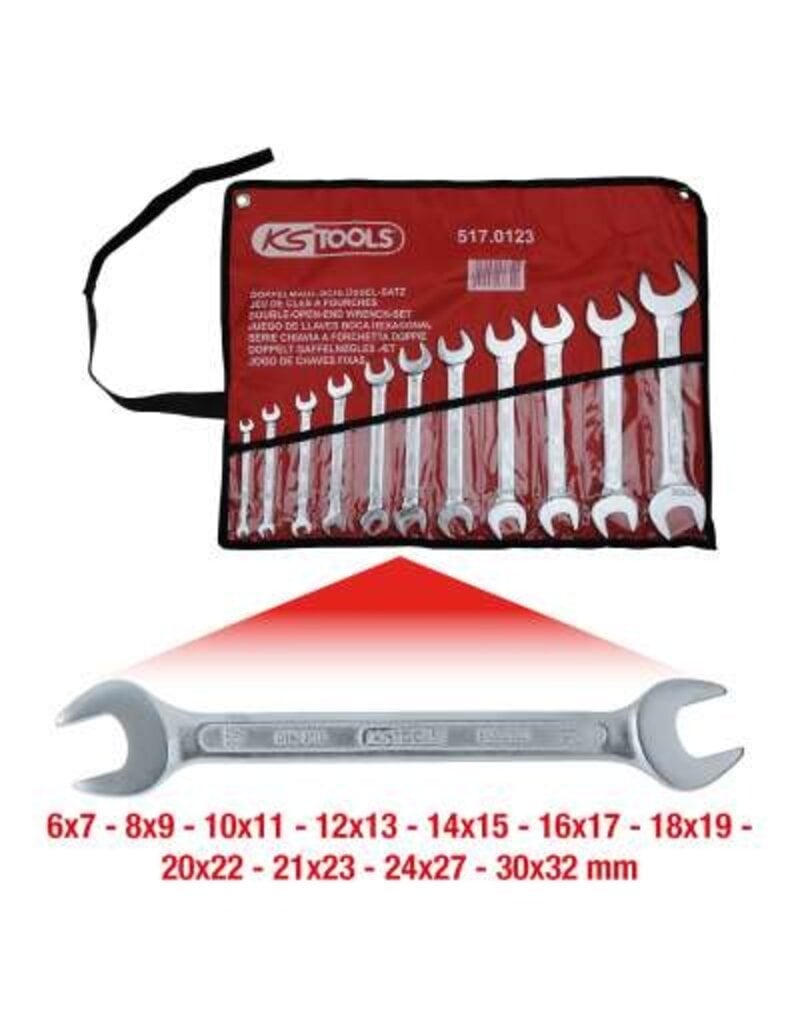 KS TOOLS Dubbele steeksleutelset, 11-dlg, 6x7-30x32mm - 517.0123