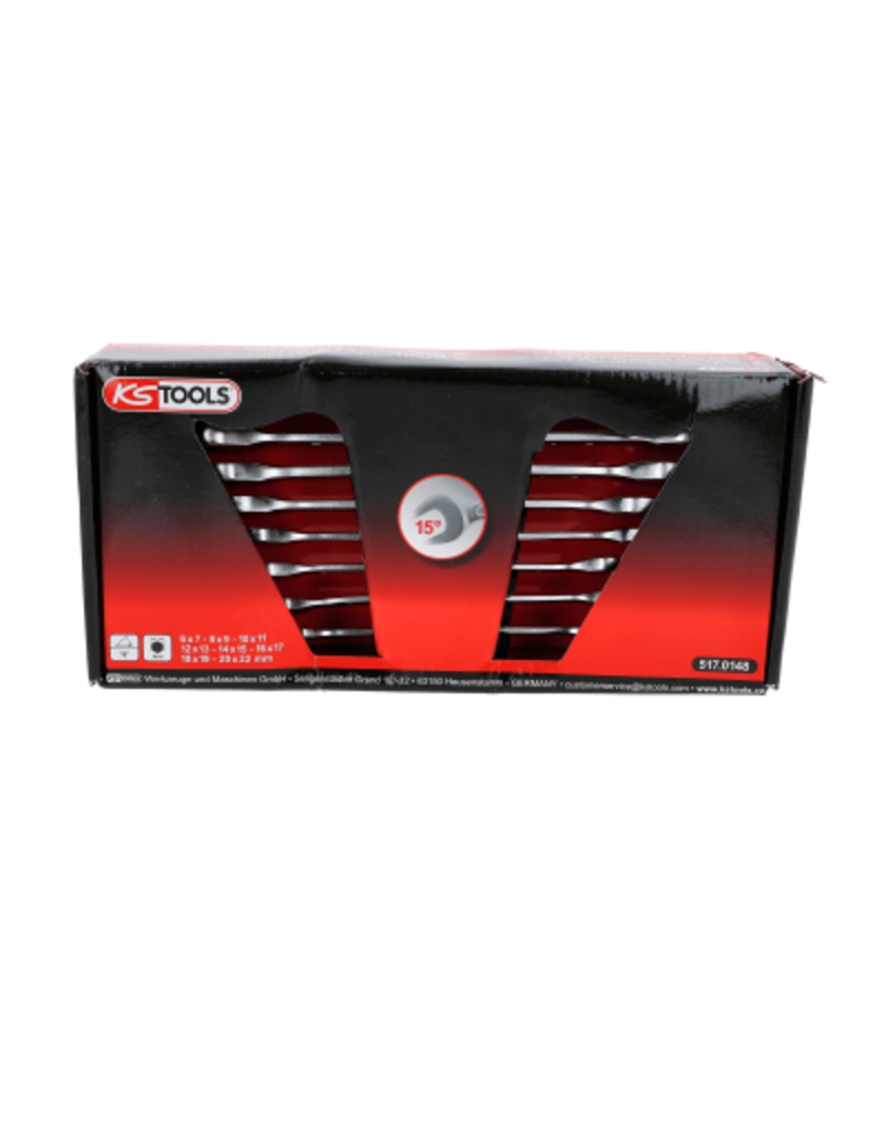 KS TOOLS Dubbele steeksleutelset, 8-dlg, 6x7-20x22mm - 517.0148