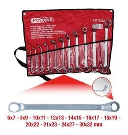 KS TOOLS Dubbele ringsleutelset, diep gebogen, 11-dlg, 6-32mm - 517.0222