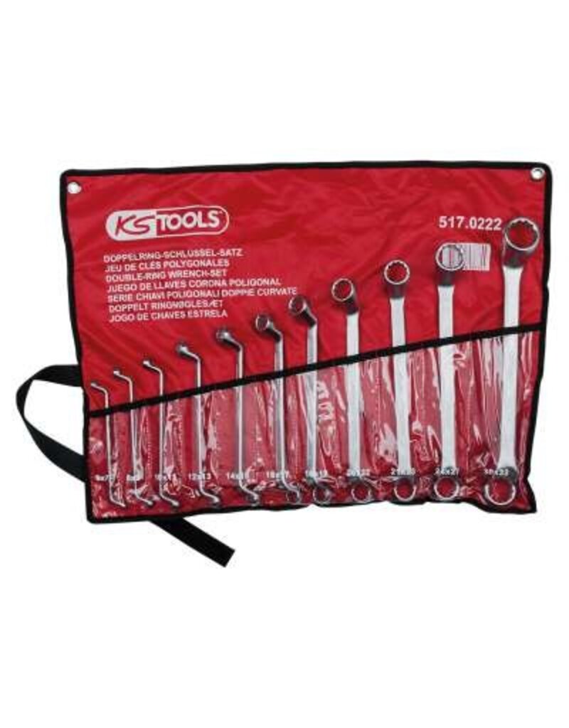 KS TOOLS Dubbele ringsleutelset, diep gebogen, 11-dlg, 6-32mm - 517.0222