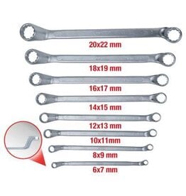 KS TOOLS Dubbele ringsleutelset, diep gebogen, 8-dlg, 6-22mm - 517.0248