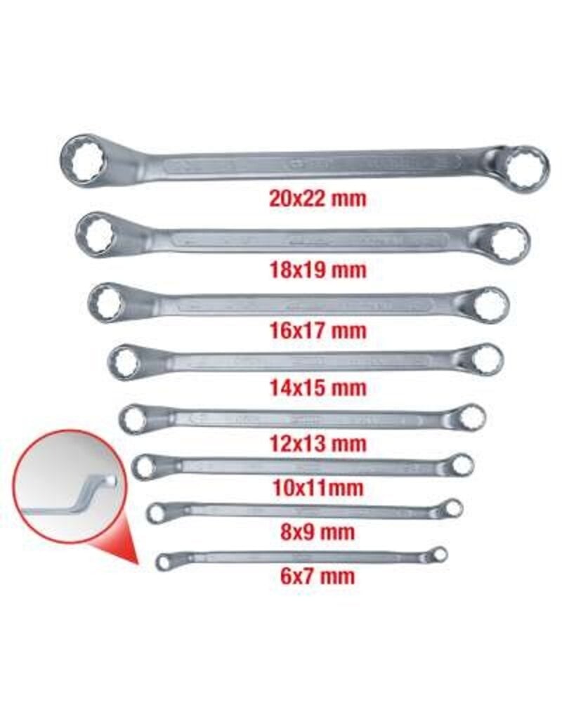 KS TOOLS Dubbele ringsleutelset, diep gebogen, 8-dlg, 6-22mm - 517.0248