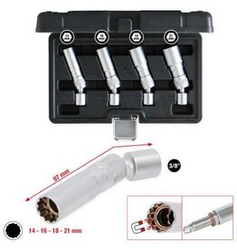 KS TOOLS 3/8" bougiedopsleutelset, 4-dlg, magnetisch met scharnier - 517.1145