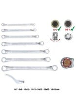 KS TOOLS RESCUEpower Dubbele ringsleutelset, tweezijdig gebogen, 7-dlg 6-19mm - 517.1555