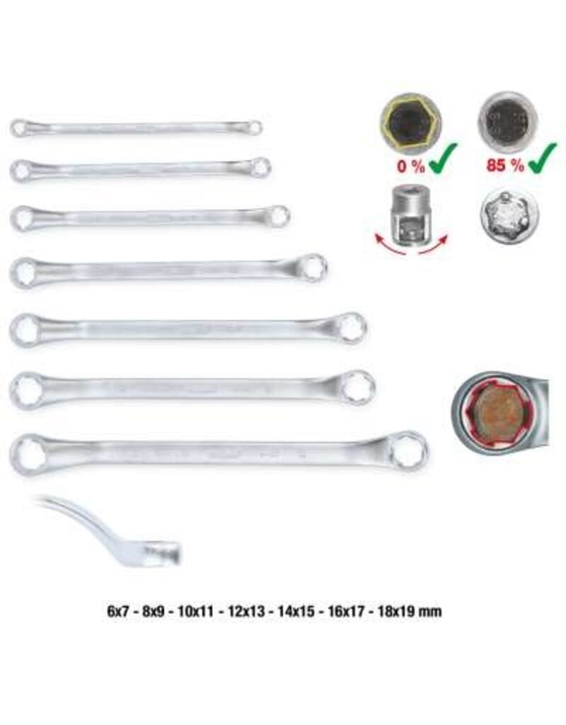 KS TOOLS RESCUEpower Dubbele ringsleutelset, tweezijdig gebogen, 7-dlg 6-19mm - 517.1555