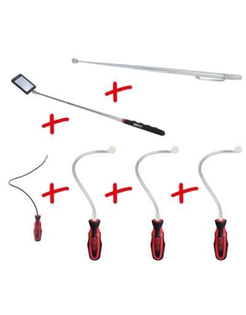 KS TOOLS Flexibele en telescoop-magneethouder en inspectiespiegelset, 6-dlg - 550.1090