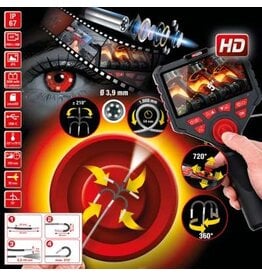 KS TOOLS HD-videoscoopset met Ø 3,9 mm 720 en 0° HD-frontcamera-sonde, flexibele PVC-huls - 550.7580