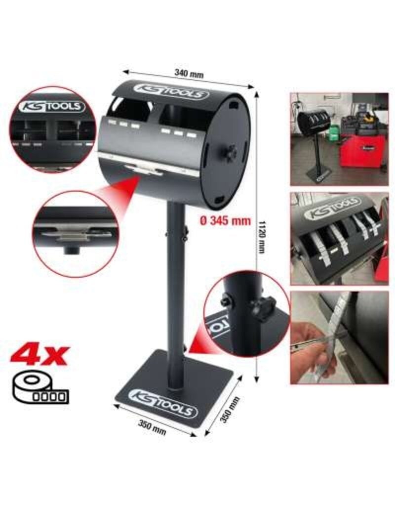 KS TOOLS Houder voor plakgewichtrollen met opstelvoet - 800.0105