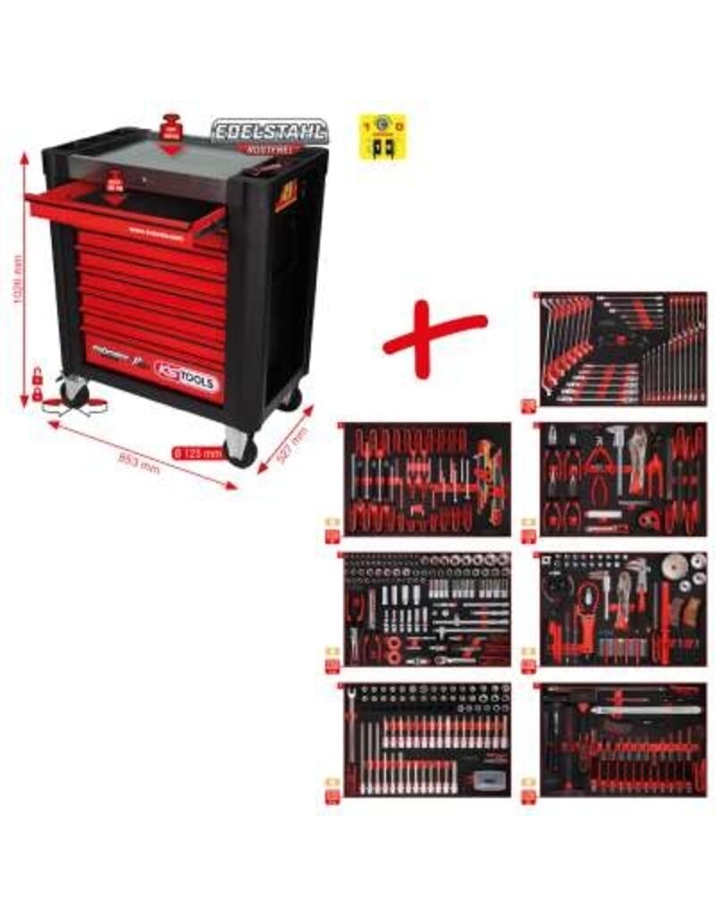 KS TOOLS Performanceplus gereedschapwagenset P10 met 397 gereedschappen voor 7 schuifladen - 810.7397