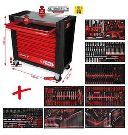 KS TOOLS Performanceplus gereedschapwagenset P25 met 564 gereedschappen voor 8 schuifladen - 825.8564
