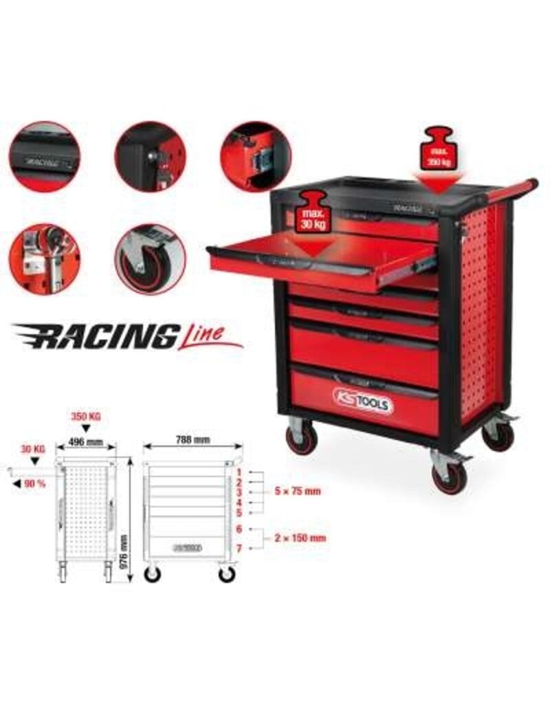 KS TOOLS RACINGline ZWART/ROOD gereedschapswagen met 7 laden - 826.0007