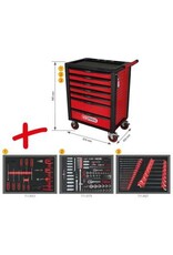 KS TOOLS RACINGline ZWART/ROOD gereedschapswagen met 7 laden en 215 premium gereedschappen - 826.7215