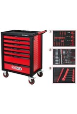 KS TOOLS RACINGline ZWART/ROOD gereedschapswagen met 7 laden en 215 premium gereedschappen - 826.7215
