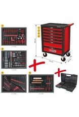 KS TOOLS RACINGline ZWART/ROOD gereedschapswagen met 7 laden en 515 premium gereedschappen - 826.7515