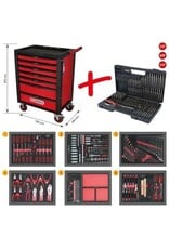 KS TOOLS RACINGline ZWART/ROOD gereedschapswagen met 7 laden en 598 premium gereedschappen - 826.7598