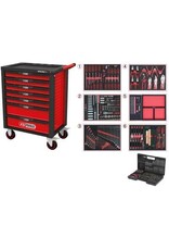 KS TOOLS RACINGline ZWART/ROOD gereedschapswagen met 7 laden en 598 premium gereedschappen - 826.7598