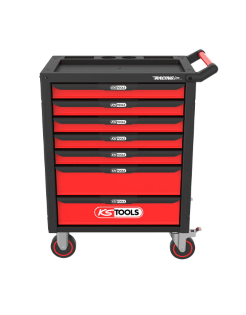 KS TOOLS RACINGline ZWART/ROOD gereedschapswagen met 7 laden en 598 premium gereedschappen - 826.7598