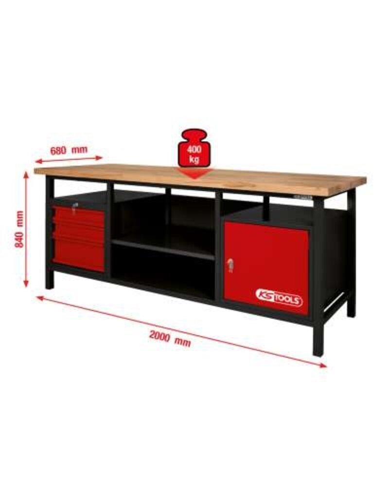 KS TOOLS XXL-werkbank +3 schuifladen+1deur - 865.0201