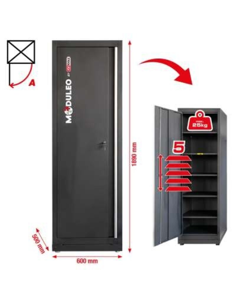 KS TOOLS Werkplaatskastsysteem, staande kast met kabeldoorvoer rechts - 866.6020